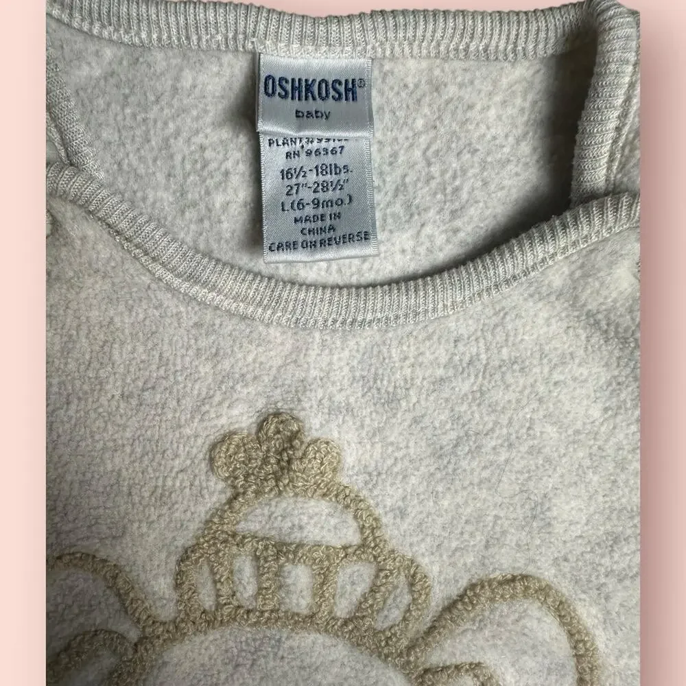 OshKosh Baby Fleece Overalls Infants 6-9 months Gender Neutral Vtg Puppy Sleeper